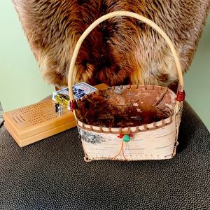 Handmade birch bark basket